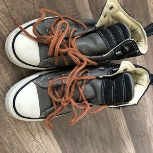 Converse Gray and Black Sneakers with Orange Laces